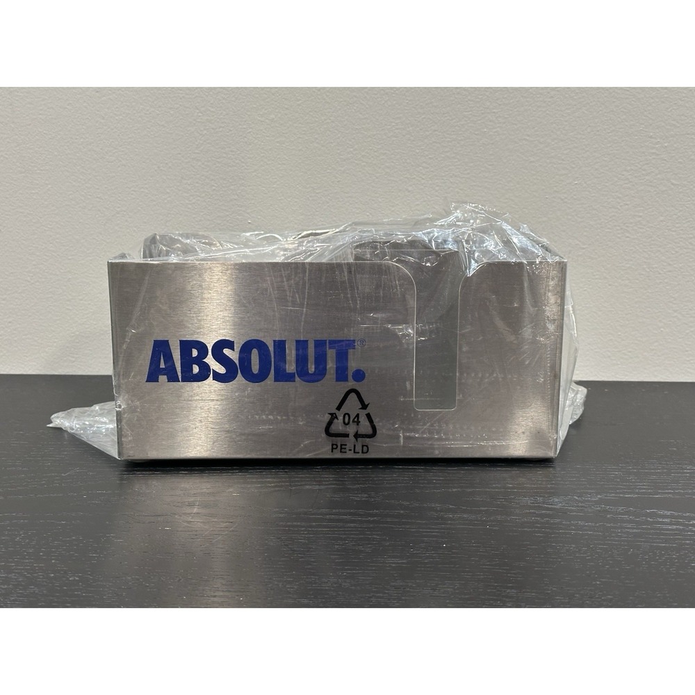 Absolut Vodka - Promo Branded Stainless Steel Bar Caddy Napkin Straw Holder NEW